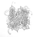 A beautiful blackwork design featuring intertwining ivy vines and delicate blueberry clusters tattoo design idea