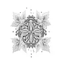 A beautiful blackwork design featuring intertwining ivy vines and delicate blueberry clusters tattoo design idea