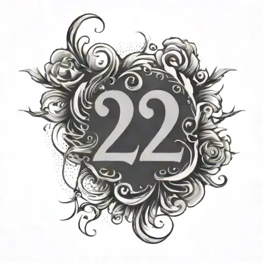 shaded background with the number 224 incorporated into the design tattoo design idea