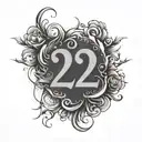 shaded background with the number 224 incorporated into the design tattoo design idea