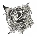 shaded background with the number 224 incorporated into the design tattoo design idea