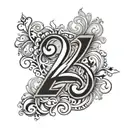 shaded background with the number 224 incorporated into the design tattoo design idea