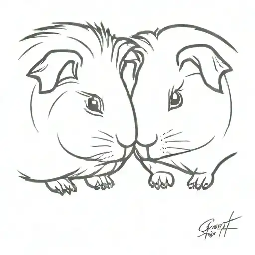 two guinea pigs nose to nose tattoo design idea