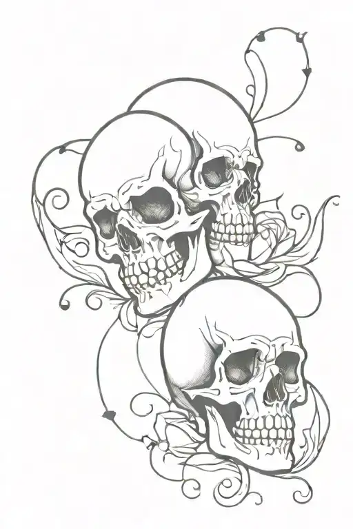 easy to tattoo stencil using skulls and teardrops tattoo design idea
