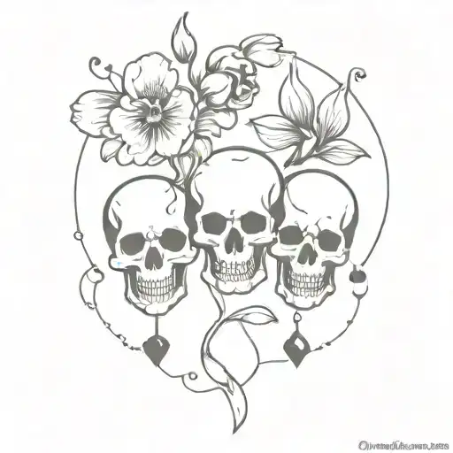 skulls, bleeding hearts, broken hearts, teardrops tattoo design idea
