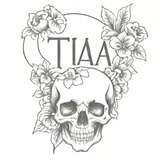 the name "Tia" with skulls and bleeding hearts some broken tattoo design idea