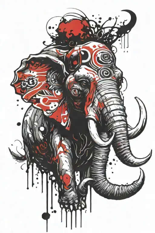 angry mammoth head tattoo design idea