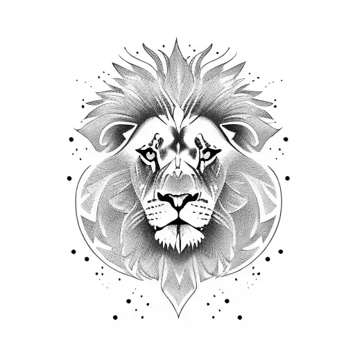 A majestic lion playing an electric guitar on a rocky mountain peak tattoo design idea