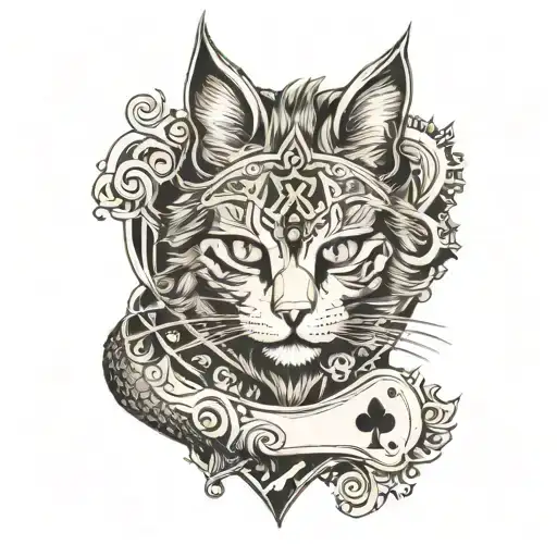cat ace of spades saber tattoo design idea