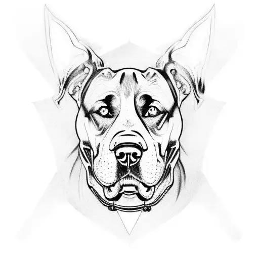 A black-grey tattoo of a rotweiller in an anime theme tattoo design idea