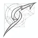 A geometric design combining a fishing hook and an asterix symbol tattoo design idea