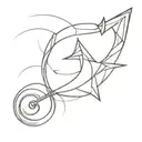 A geometric design combining a fishing hook and an asterix symbol tattoo design idea