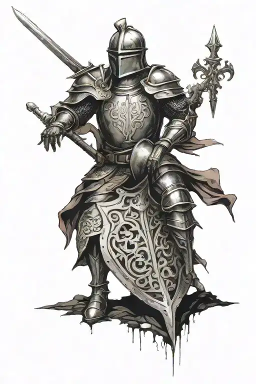 knight resting peacefully tattoo design idea