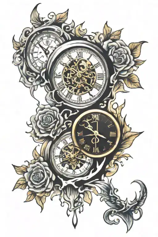 clock melting tattoo design idea