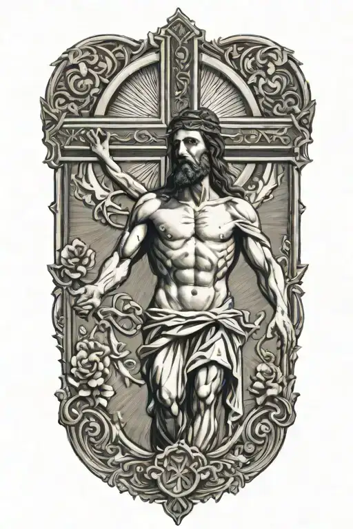 jesus on Catholic cross   tattoo design idea