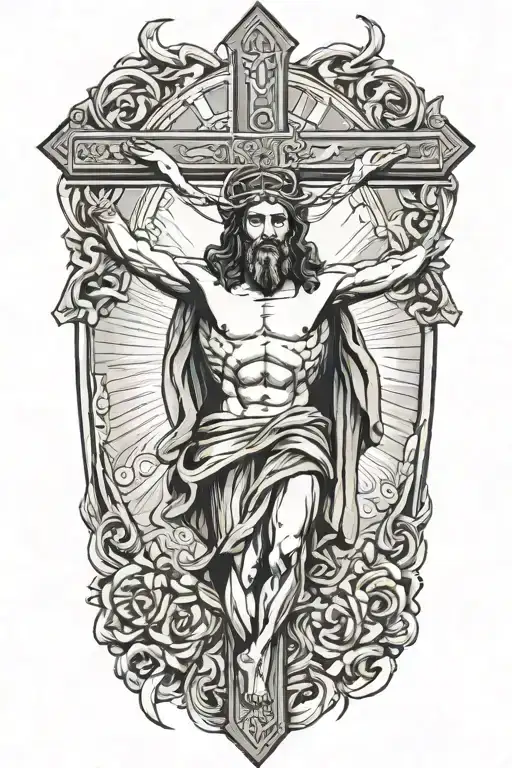 Jesus on Catholic cross tattoo design idea