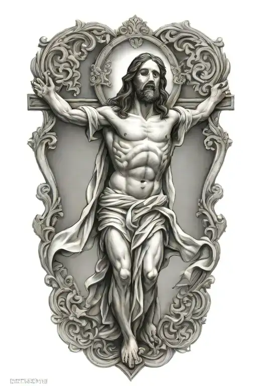 Jesus on Catholic cross tattoo design idea