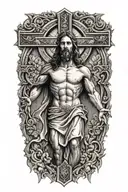 jesus on Catholic cross   tattoo design idea