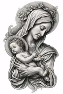 mother mary holding baby jesus  tattoo design idea