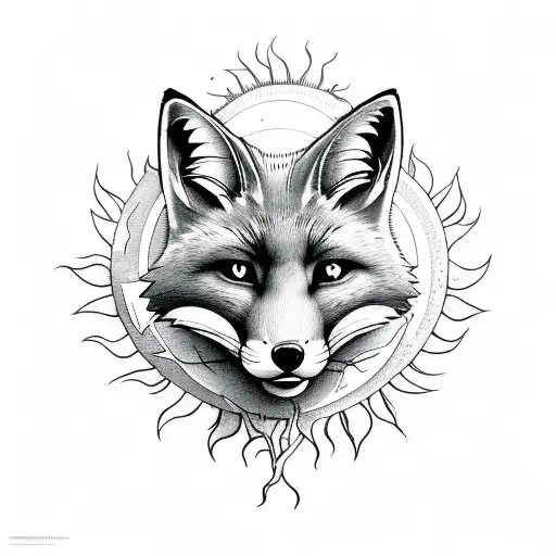 sun below with the fox and ivy as filler tattoo design idea