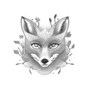 sun below with the fox and ivy as filler tattoo design idea