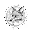 sun below with the fox and ivy as filler tattoo design idea