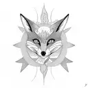 sun below with the fox and ivy as filler tattoo design idea