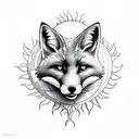 sun below with the fox and ivy as filler tattoo design idea