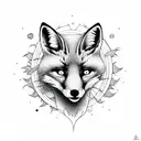 sun below with the fox and ivy as filler tattoo design idea