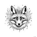sun below with the fox and ivy as filler tattoo design idea