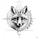 sun below with the fox and ivy as filler tattoo design idea