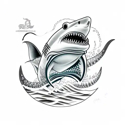 "Kayla" shark wave tattoo design idea