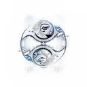 yin yang pirate brigantine ship trees ocean tattoo design idea