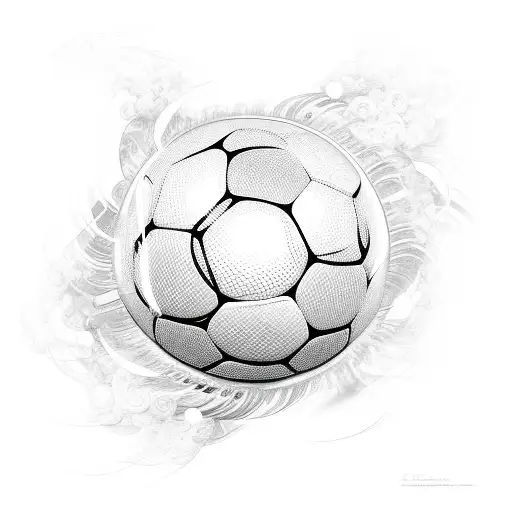 A soccer ball surrounded by a swirling vortex of energy tattoo design idea