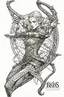 Elven archer with intricate bow design from LOTR tattoo design idea