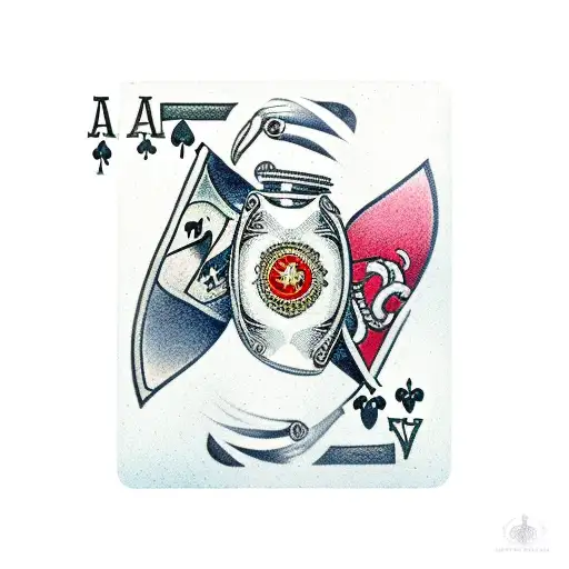 Ace of Spades card with a pocket watch on the spade and a scroll across the top with the words David dubby fordham tattoo design idea