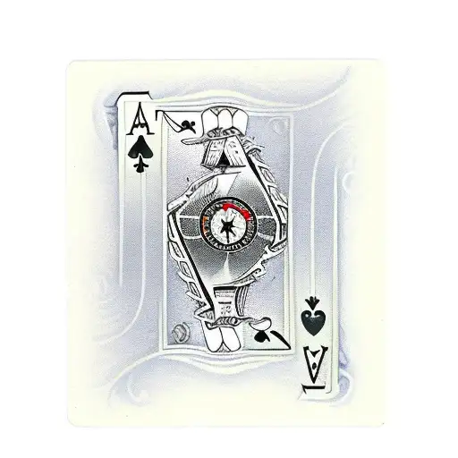 Ace of Spades card with a pocket watch on the spade and a scroll across the top with the words David dubby fordham tattoo design idea