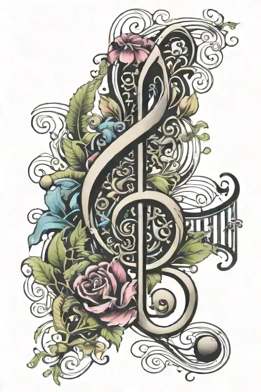 clef note signature incorporated tattoo design idea
