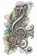clef note signature incorporated tattoo design idea