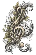 clef note signature incorporated tattoo design idea