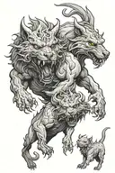 cerberus + hell + demonic tattoo design idea