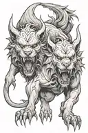 cerberus + hell + demonic tattoo design idea