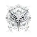 símbolos celtas combinados con geometría y nubes  tattoo design idea