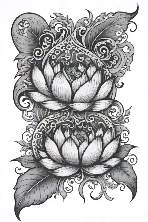 lotus heart fire phonix rising tattoo design idea