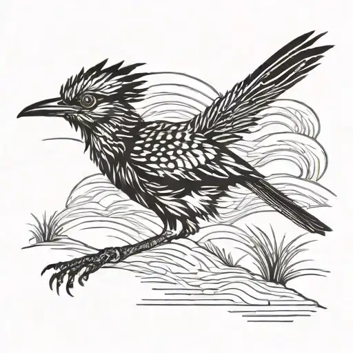 roadrunner sprinting through a desert tattoo design idea