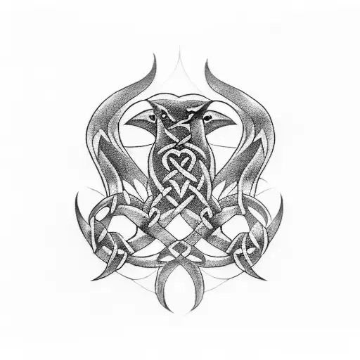 celtic cornish chough tattoo design idea