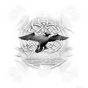 celtic cornish chough tattoo design idea