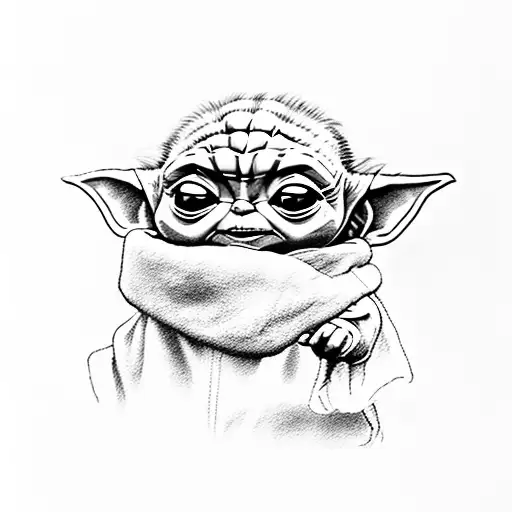 Dotwork Baby Yoda Tattoo Idea - BlackInk AI