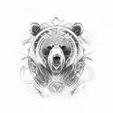 grizzly bear with celtic warrior face paint tattoo design idea