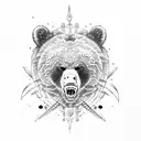 grizzly bear with celtic warrior face paint tattoo design idea